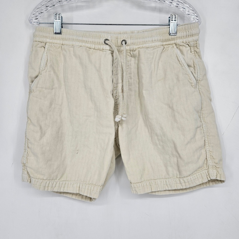 Marine Layer Shorts Mens Medium Chino Tan Beige Golf Casual Drawstring FLAWS